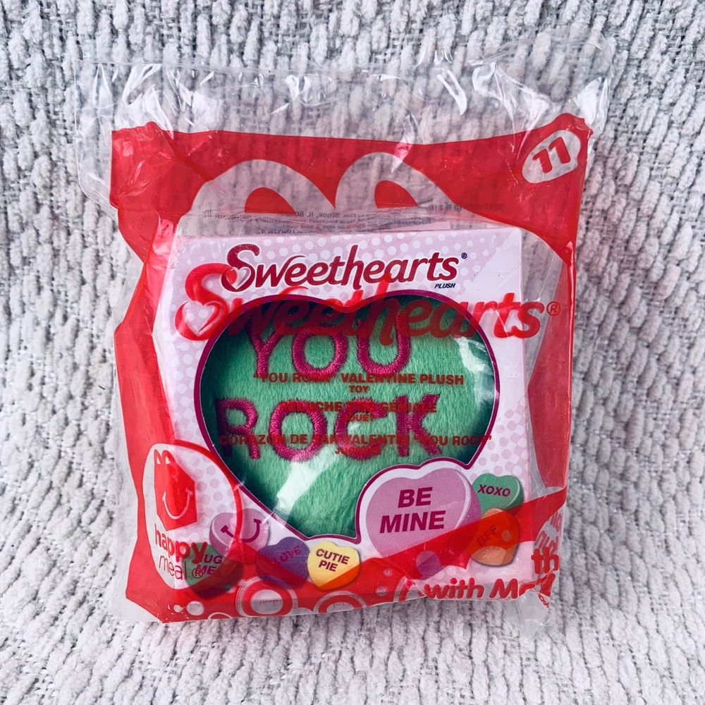 McDonalds Plush Green Sweethearts You‎ Rock Happy Meal Toy 11 Sealed Valentines